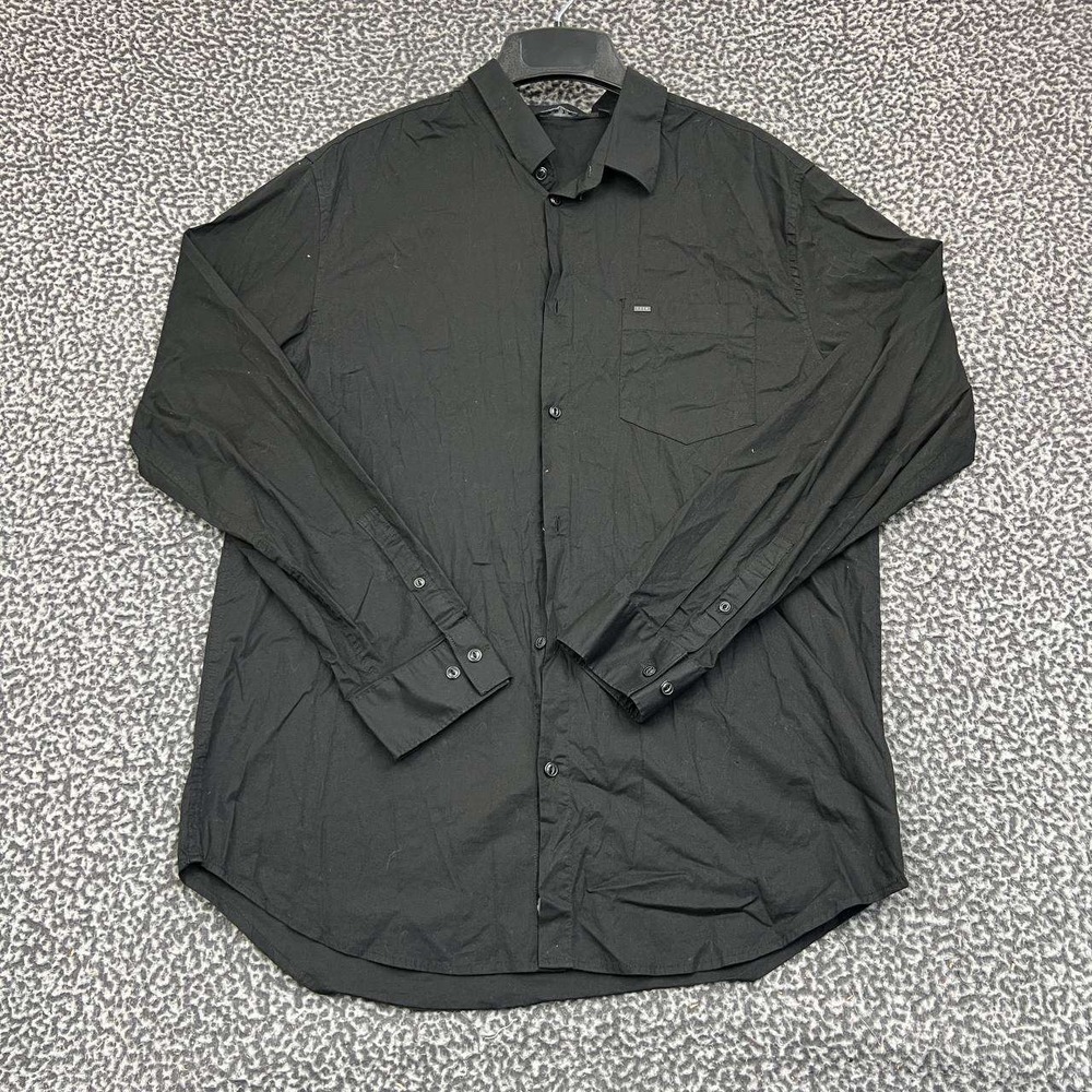 Kr3w Shirt Men Large Black Blank Button‎ Up Long Sleeve Collared L
